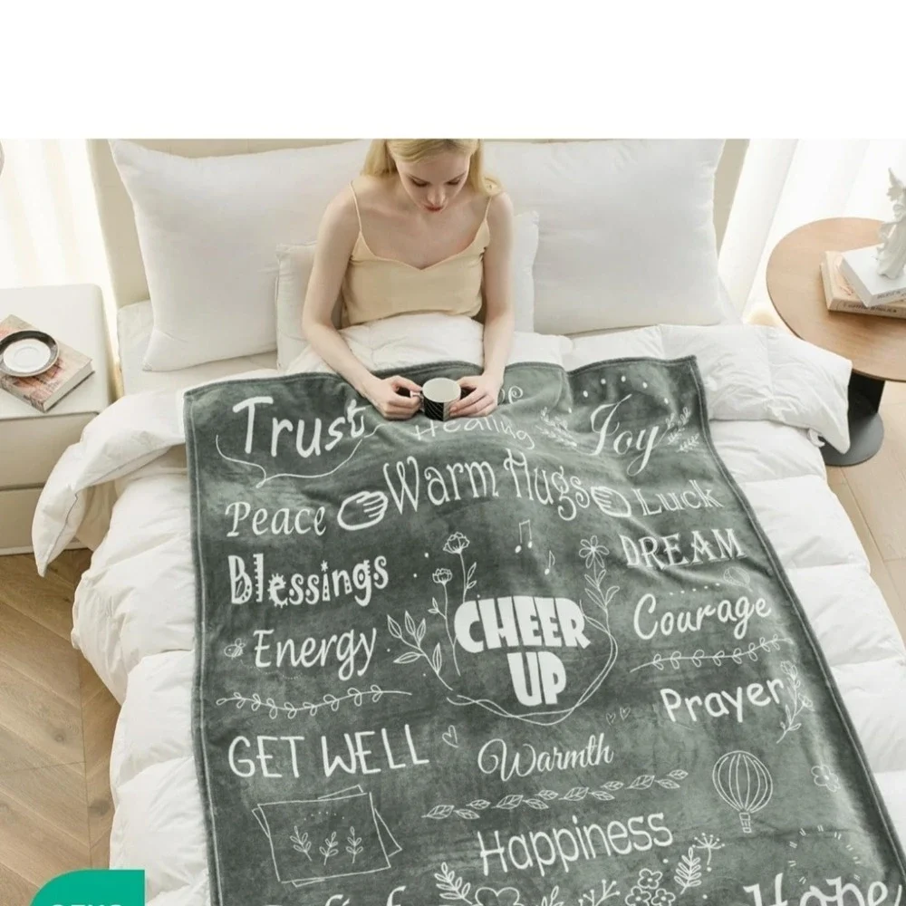 Get Well Soon Blanket - Healing Blanket with Inspirational‎ Words Sz Twin